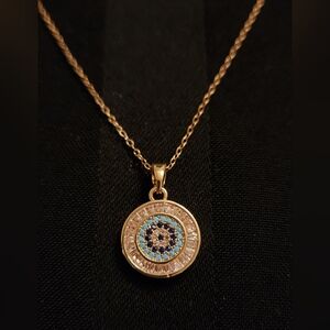 Golden Evil Eye Pendant Necklace